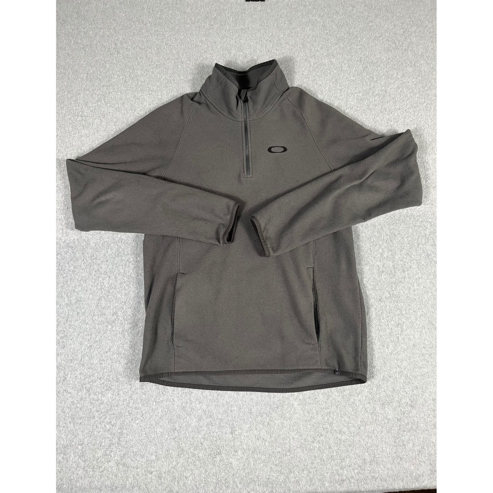 Oakley Mens Gray Quarter Zip Fleece Pullover Jacket Size Large L Activewear
